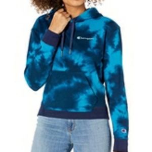 Champion Womens Cropped Sweatshirt Hoodie Tie-Dye